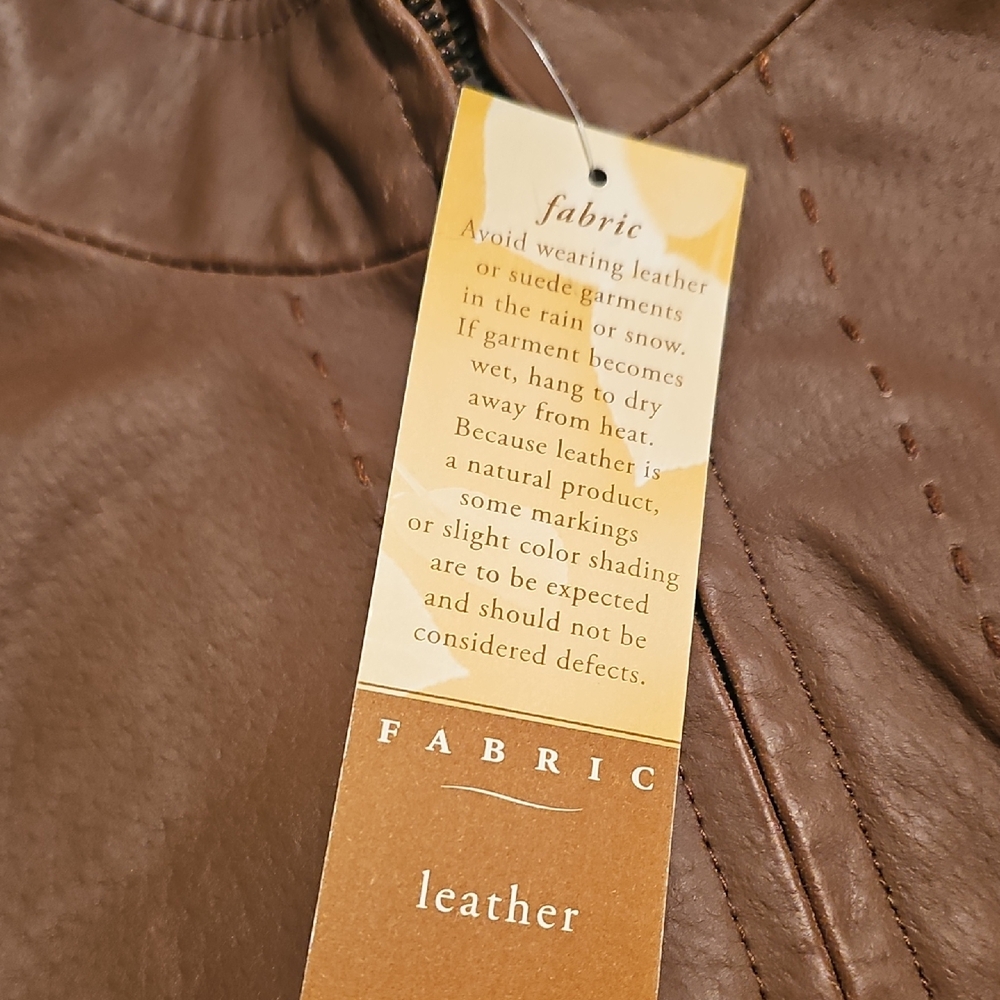 Coldwater Creek Tan Leather Jacket Womans Large - Picture 3 of 15